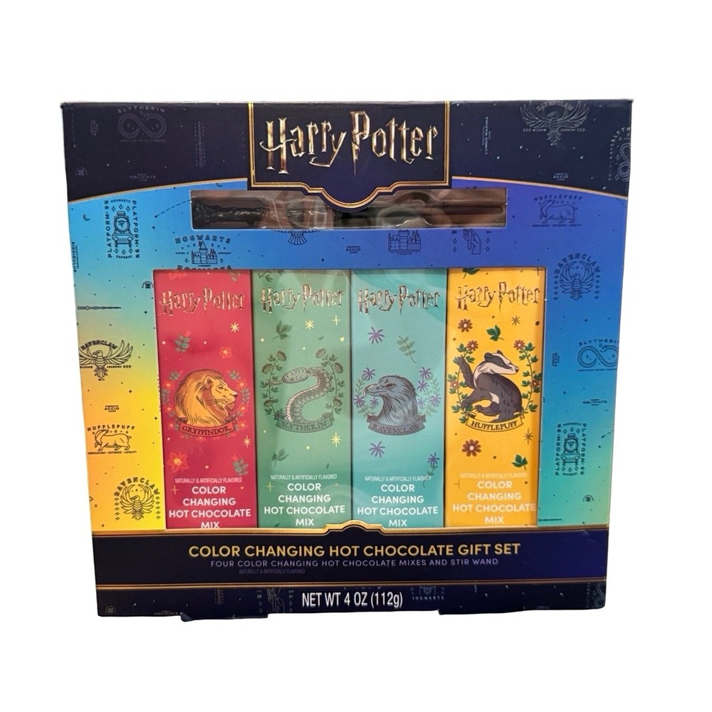 Harry Potter Color Changing Hot Chocolate Gift Set 4 Pack with Stir‎ Wand 4oz